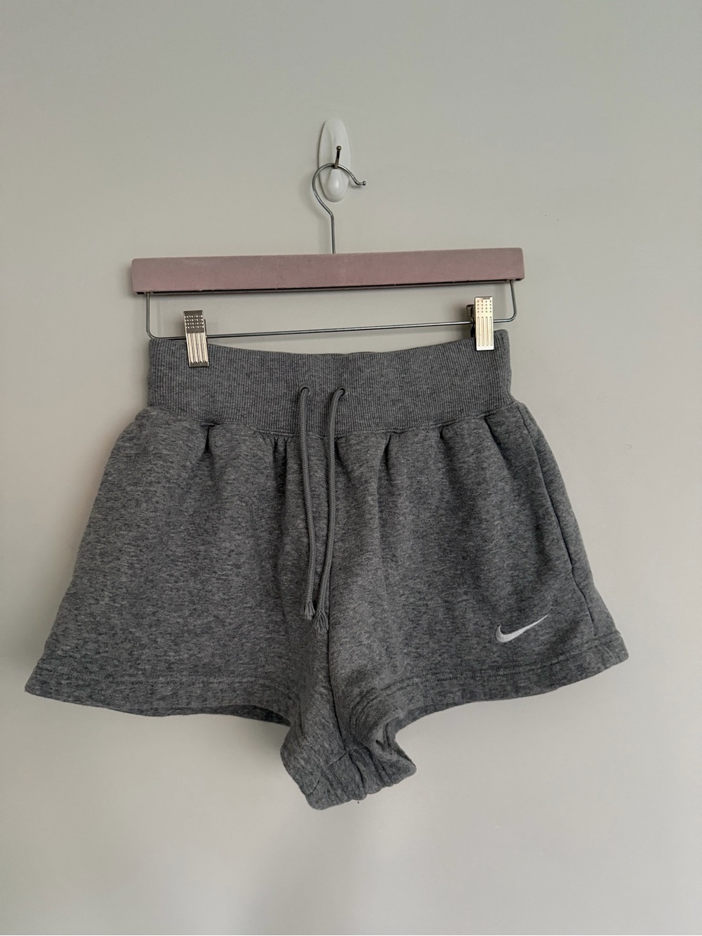 Nike Vintage Gray Fleece High Waist Shorts Size Small
